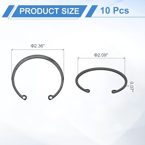 uxcell 10Pcs 2-5/32" (55mm) Internal Retaining Ring Circlip, 65 Mn Spring Steel Internal Circlip Snap Rings C-Clips for Grooved Shafts Studs, Black - size: 2-5/32"(55mm)