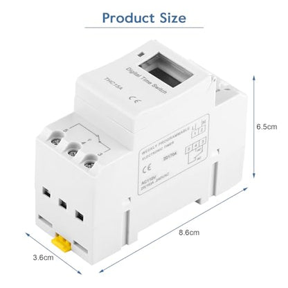 Yosoo Health Gear DIN Rail Digital Programmable Timer Relay Switch, 110V, 16A, 8 Settings, LCD Display