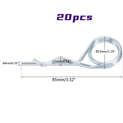 Steel Double Loop Hitch Pin Clip Various Size Fasteners, Multi-Use Cotter Hairpin Assortment Kit, Fit for Various Hitch Pins (M4X85 20PCS) - color: M4X85 20PCS