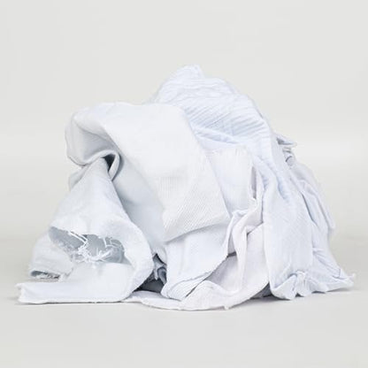 Arkwright Tshirt Box of Rags - 10 lb Box - Low Lint, Streak-Free Multipurpose Professional Cotton Cleaning Cloths for Stain, Paint, Wood, and Grease, White - size: 10 lb Box