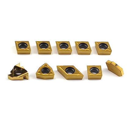 OSCARBIDE Carbide Turning Inserts 10 Pieces/Pack,SCMT09T304,16ER AG60,GTN-3,WCMT06T304,CCMT09T304,DCMT11T304 Carbide Inserts for 5/8" Shank Indexable Lathe Turning Tool Holder