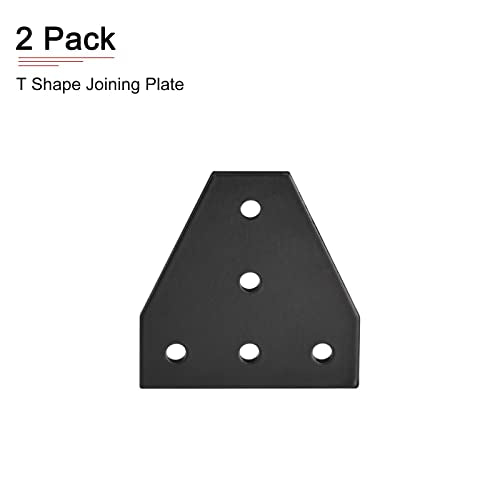 DTGN 2.36"x2.36"(LxW) T Shape Joining Plates - 2Pack - Good for 3D Printer Frame - Outside Corner Brackets 2020 Aluminum Extrusion - Black