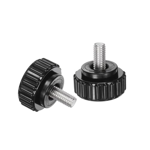 uxcell 6pcs Knurled Clamping Knobs M5 x 10mm Metric 304 Stainless Steel Male Thread Thumb Screw on Type 22mm Plastic Round Head Threaded Hand Bolt Stud Knobs Black - size: M5 x 10mm x 22mm