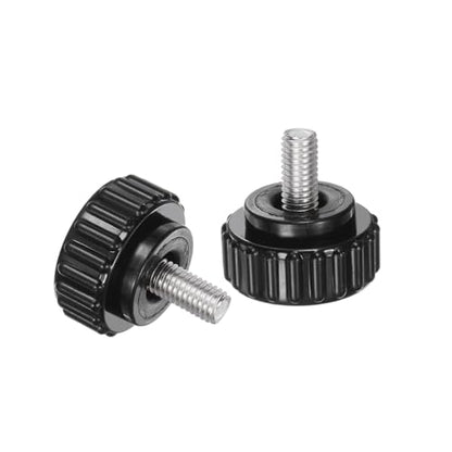 uxcell 6pcs Knurled Clamping Knobs M5 x 10mm Metric 304 Stainless Steel Male Thread Thumb Screw on Type 22mm Plastic Round Head Threaded Hand Bolt Stud Knobs Black - size: M5 x 10mm x 22mm