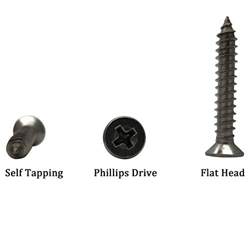 5 x 30mm Screw, Flat Head, Phillips Drive, Self Drilling, 304 Stainless Steel Drywall Wood Screws 100Pcs - size: 5 x 30mm
