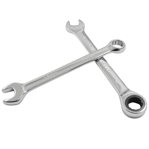 14mm Ratcheting Wrench 2 Pcs 72-Tooth 12-Point Chrome Plated - size: 14mm