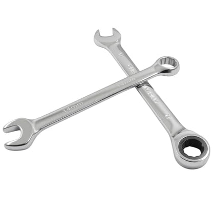 14mm Ratcheting Wrench 2 Pcs 72-Tooth 12-Point Chrome Plated - size: 14mm