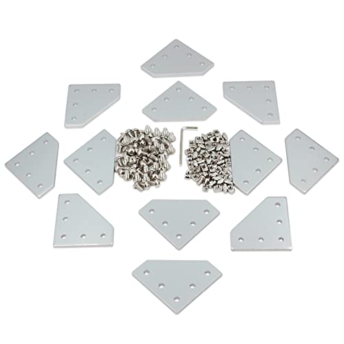 12PCS Corner Bracket Plate Outside Joining Plate for 2020 Series Aluminum Profile 3D Printer Frame (L-Silver-2020) - style: L-Silver-2020