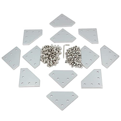 12PCS Corner Bracket Plate Outside Joining Plate for 2020 Series Aluminum Profile 3D Printer Frame (L-Silver-2020) - style: L-Silver-2020