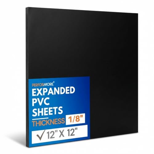 Performore - Expanded PVC Sheet - Lightweight Rigid Foam - 3mm (1/8 inch) - 12 x 12 inches - Black - Ideal for Signage, Displays, and Digital/Screen Printing