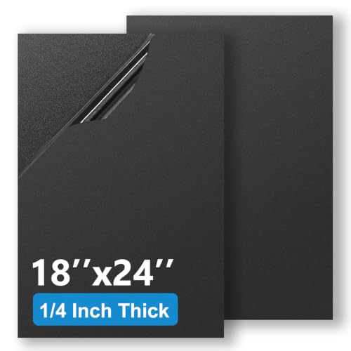 2 Pack Black ABS Plastic Sheet 18" x 24" x 1/4" (6mm Thick), High Tensile and Impact Strength Moldable Plastic Sheet, DIY Material for Home Decor, Handcraft, Project & Structural Crafts - color: Black, size: 18'' x 24'' 6mm Thick