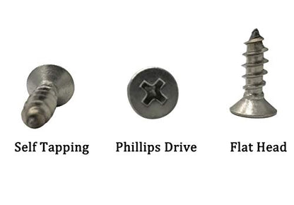 5 x 16mm Screw, Flat Head, Phillips Drive, Self Drilling, 304 Stainless Steel Drywall Wood Screws 100Pcs - size: 5 x 16mm