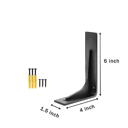 6"x 4"Shelf Brackets,L Shelf Bracketsn, Vertical Angle, Premium Alloy Metal Heavy Duty Shelf Bracket, high Strength Mounting Hardware Included, Corner Brace Joint,Pack of 4. (6 inch L+Beam) - size: 6 inch x 4 inch L+BEAM