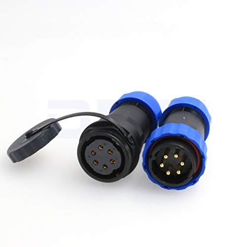 HE29 6pin Threaded Coupling 28mm Waterproof Industrial in-line Plastic Male Female Connector (6 pin) - size: 6 pin