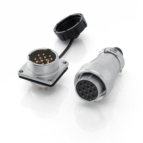 WS24 12Pin Connector Female Male Plug Socket Industrial Metal Aviation Circular Power Electrical Connector for Portable Power Electrical Solar Station - color: Female Plug and Male Socket, size: 12 Pin