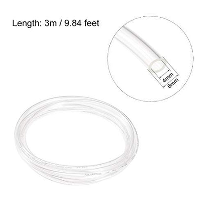 uxcell Pneumatic Air Tubing, 6mm OD x 4mm ID 3 Meter (118 Inch) PU Polyurethane Air Compressor Clear Tubing Hose Pipe - color: Clear, size: 3 meter