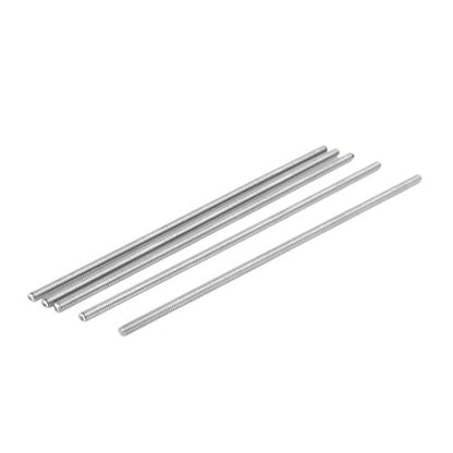 uxcell M4 x 150mm 304 Stainless Steel Fully Threaded Rod Bar Studs Silver Tone 5 Pcs - size: M4 x 150mm