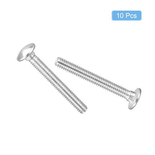 uxcell 1/4-20x2-1/4 Carriage Bolt, 10pcs Round Head Square Neck Screws, 304 Stainless Steel, Fully Threaded, Silver - size: 1/4-20x2-1/4"