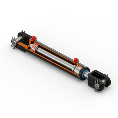 Welded Clevis Cylinder for Double Acting - Double Acting Hydraulic Cylinder, 2" Bore, 20" Stroke, Inline Ports, 90 Degree to pin