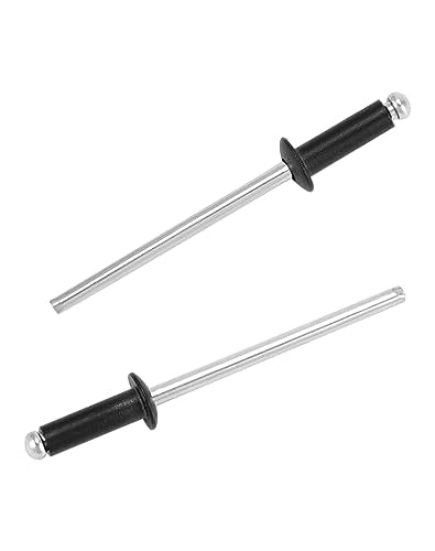 QWORK Aluminum Blind Rivets, 500 Pcs 1/8" x 3/8" Black Rivets, Large Flang Rivets