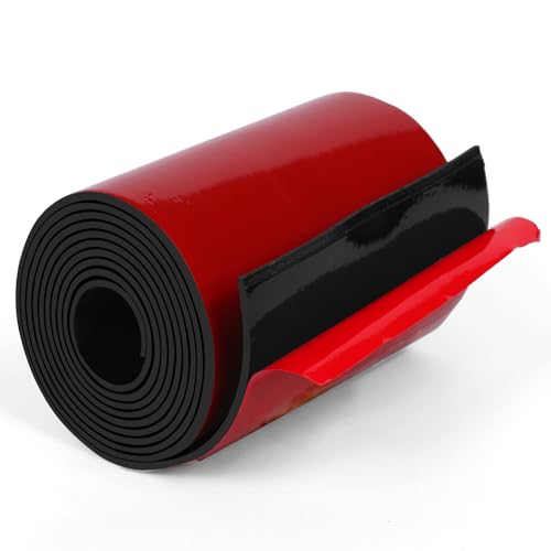 HooTown Adhesive Solid Rubber Strips, Self Neoprene Rubber Sheets Rolls Red - color: 1/16" Thick Adhesive, size: 4” W x 60" L