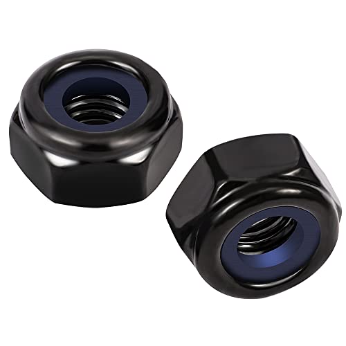 #10-32 Nylon Insert Hex Lock Nuts Locknuts, 304 Stainless Steel 18-8, Black Oxide, 50 PCS - color: Black, size: #10-32