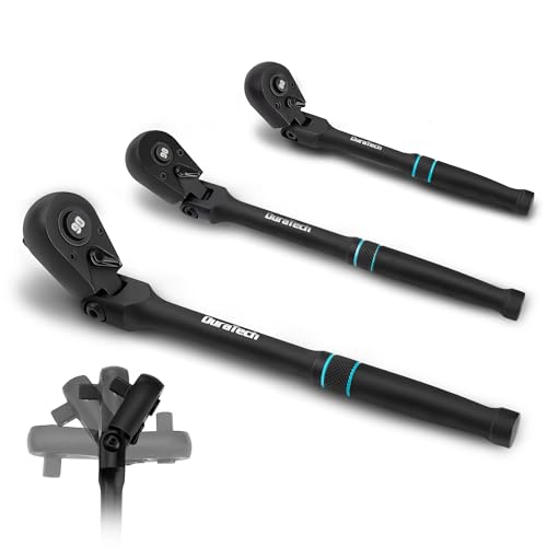 DURATECH 3-Piece Flex-Head Ratchet, 90-Tooth Quick-Release Ratchet Wrench - size: Combo Kit(Black)