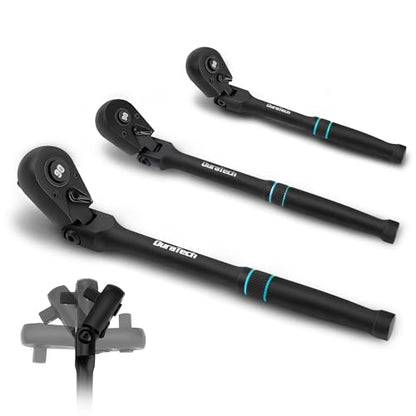 DURATECH 3-Piece Flex-Head Ratchet, 90-Tooth Quick-Release Ratchet Wrench - size: Combo Kit(Black)