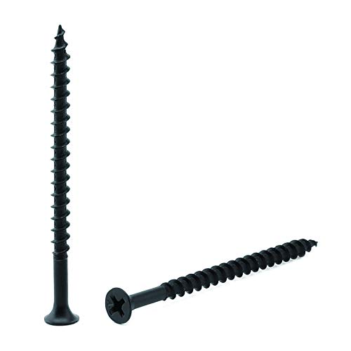 #7 x 2-3/4" Wood Screw 100PCS Black Phosphate Coated Stainless Flat Truss Head Fast Self Tapping Drywall Screws by SG TZH - size: #7 x 2-3/4"