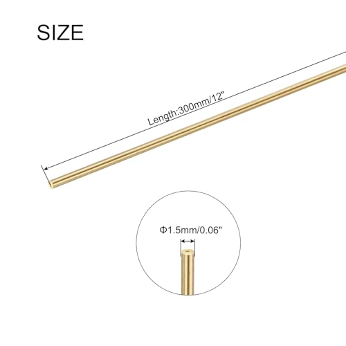 uxcell 1.5mm x 300mm Brass Round Rod, Metal Solid Shaft Rods Lathe Bar Stock for DIY Crafts Model Car Helicopter Airplane 10pcs - size: 1.5mm x 300mm