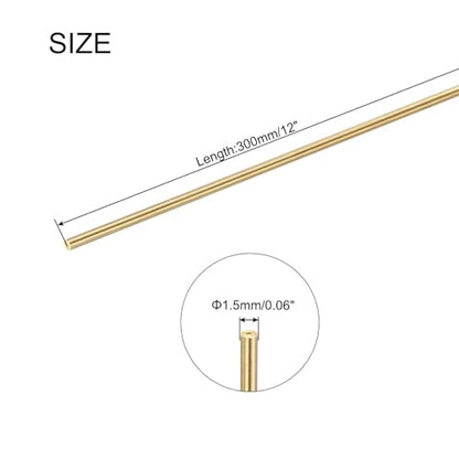 uxcell 1.5mm x 300mm Brass Round Rod, Metal Solid Shaft Rods Lathe Bar Stock for DIY Crafts Model Car Helicopter Airplane 10pcs - size: 1.5mm x 300mm