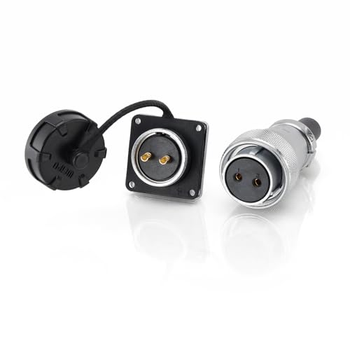 Weipu WS24 2-Pin Aviation Circular Connector, Panel Mount Receptacle, Male Socket & Female Plug, Automotive Electrical Power Cable Connector - color: Female Plug and Male Socket, size: 2 Pin