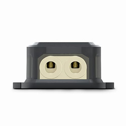 DS18 DB1024 Distribution Ground Block - 1 x 0GA in/ 2 x 4GA Out, Nickle Plated Internal Materials, High-Strength Heat Resistant Plastic Housing, Oversized Screws for Secure Connections (1 in 2 Out) - size: Single, style: 1X0GA in - 2X4GA Out