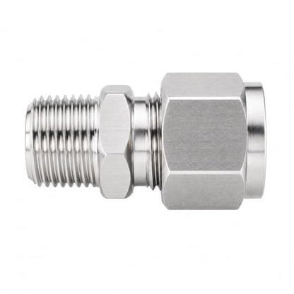 304 Stainless Steel Compression Adapter 3/8" Tube OD x 1/2" NPT Male 1pc - size: 3/8" OD x 1/2" NPT
