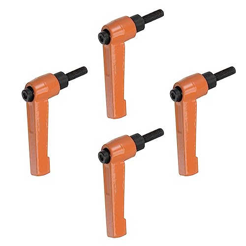 HARFINGTON 4pcs Adjustable Clamping Lever Handles M8 x 50mm Male Thread Bolt Knobs Rotating Screw Locking Quick Release Ratchet Push Button Handle, Orange - size: M8 x 50mm