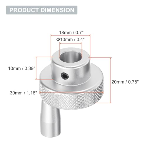 HARFINGTON Aluminum Alloy Handwheel 30mm OD 10mm Bore Lathe Hand Wheel with Rotate Handle Aluminum Milling Machine Handle with Wrench and 2pcs Screws for Milling Machine Lathe, Silver Tone - size: 30mm x 10mm