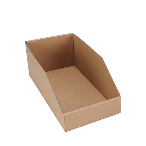 EXYGLO Cardboard Storage Bins 35 Pack, 12x6x4.5 Inch Cardboard Boxes, Corrugated Organizer Bins for Pantry, Shelves, Garage, Office, Shop, Brown - size: 12x6x4.5 inches