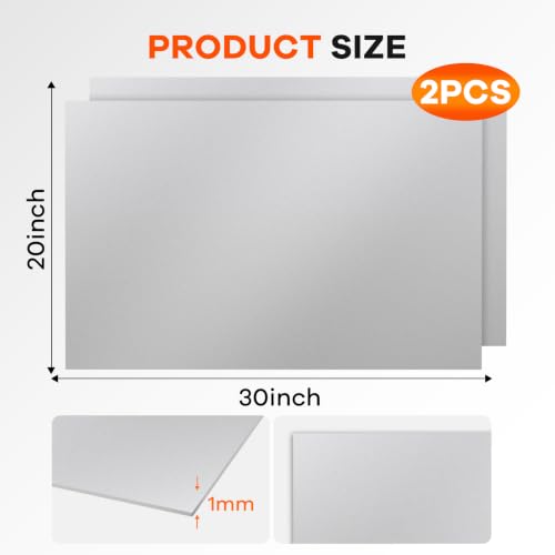 2 Pack 20" x 30" Premium Thin A36 Steel Plates, Smooth Oil-Proof Easy-Clean Metal Sheets, Versatile Steel Panels for Kitchen Splash Guard, Parts Processing and Mechanical Manufacturing - size: 2 Pack 20" x 30"