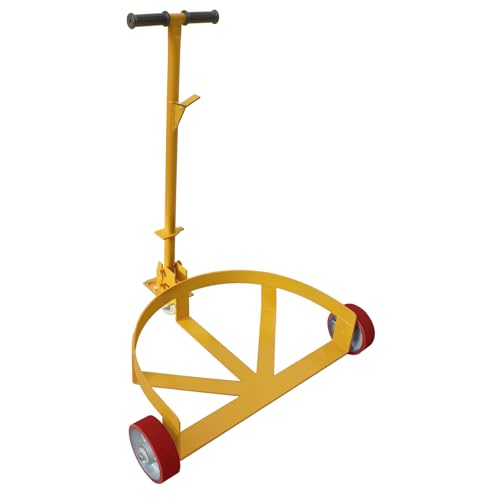 55 Gallon Drum Dolly Heavy Duty, 1200 lbs Capacity Barrel Cart with Adjustable Handle & Locking Caster, Low Profile Steel Drum Truck for Industrial, Warehouse, Workshop Use-Yellow