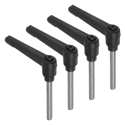 uxcell 4pcs Clamping Lever Handles, M6 x 50mm 304 Stainless Steel Threaded Male Stud, Adjustable Handles Locking Quick Release Ratchet Push Button Bolt Knobs, Black - size: M6 x 50mm