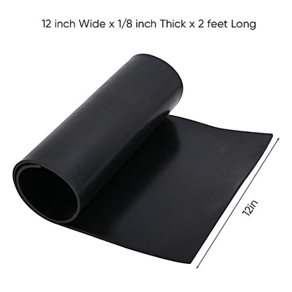 Neoprene Rubber Sheet Roll - 1/8 Inch Thick x 12 Inch Wide x 2 Feet Long Solid Rubber Gasket Seal for DIY Gaskets, Pads, Seals, Crafts, Flooring, Cushioning of Anti-Vibration, Anti-Slip - size: W:12In x T: 1/8In x L: 2Ft