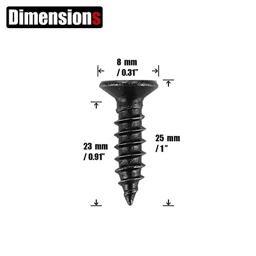 JQK #8 x 1 Black Screw, Flat Head Phillips Wood Screw 18-8 S/S Electroplating Black Stainless Steel, #8 x 1-Inch, 100-Piece, SB4225-P100 - color: Black, size: #8 x 1 IN(100 Pcs)