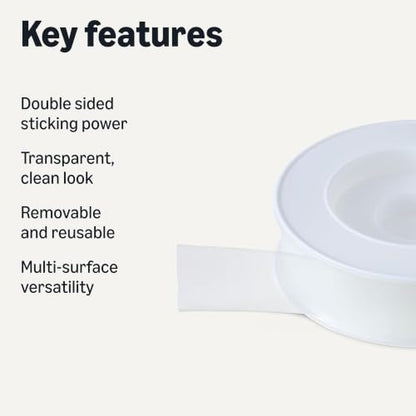 Amazon Basics Double-Sided Heavy Duty Adhesive Clear Mounting Tape, Transparent, 118.2" L x 1.18" W x 0.07" H