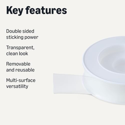 Amazon Basics Double-Sided Heavy Duty Adhesive Clear Mounting Tape, Transparent, 118.2" L x 1.18" W x 0.07" H