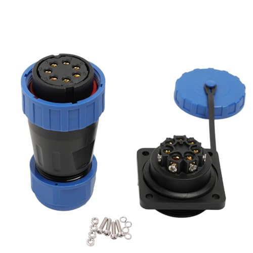 TY28 7 Pin 25A Female Male Waterproof Connector, Plug Socket, Screw-Crimp Solder-Free Quick-Disconnect for Power Boat Surfboard - color: Screw Mount, size: 7 Pin 25A