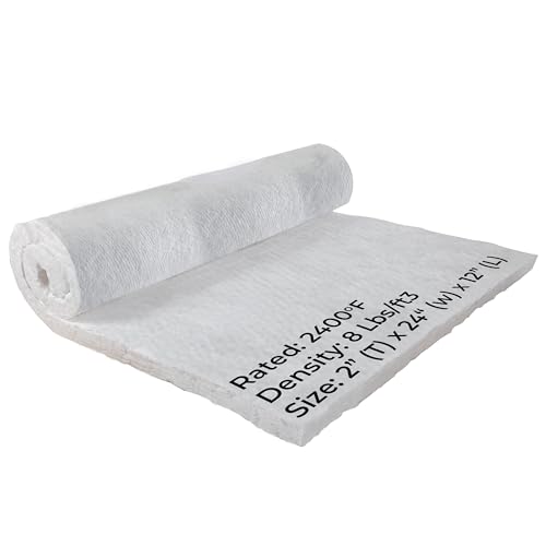 SIMOND STORE Ceramic Fiber Blanket, 8# 2400F, 2" x 12" x 24", High Temp - size: 2" x 24" x 12"