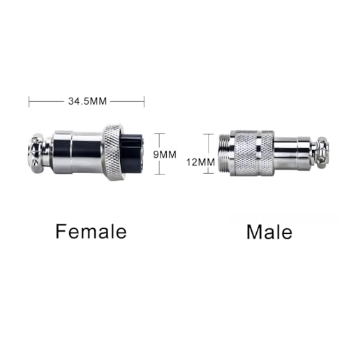 32.8Ft GX12 3Pin Female to Male Aviation Connector Cable,Metal Circular Adapter PVC Cable Connector 7A/125V,12mm for Electrical and Electronic Connections AWG20 Cable 10M - size: 3Pin