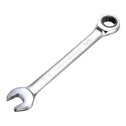 uxcell 11/16 Inch Ratcheting Combination Wrench SAE 72 Teeth 12 Point Ratchet Box Ended Spanner Tools, Cr-V - size: 11/16"