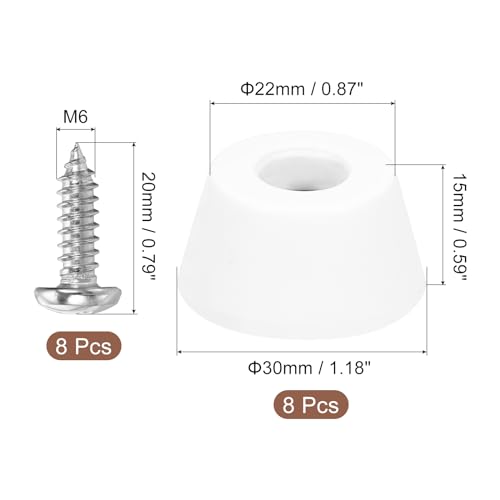 uxcell 8Pcs Rubber Bumper Feet, 0.59" H x1.18 W Round Pads with Stainless Steel Washer and Screws for Furniture, Appliances, Electronics - size: 0.59" H x1.18" W