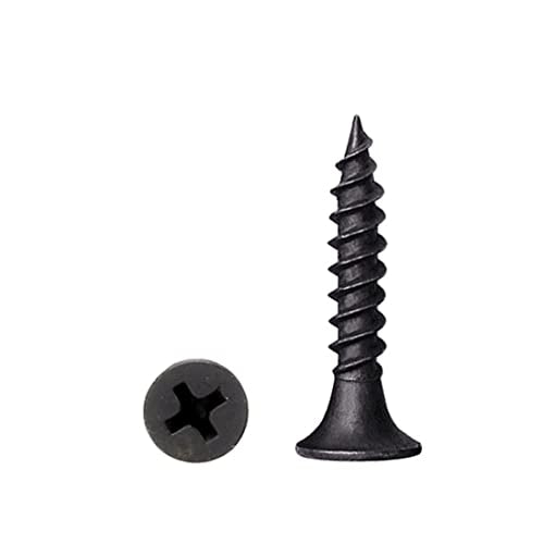 #6 x 3/4'' Black Self-Tapping Screws, Phillips Flat Head Short Head Screws, Countersunk Head Cabinet Screws, Phillips Wood Screws for Various Woodworking Repairs and DIY Projects (100 pcs) - size: #6 x 3/4'' (100Pcs)